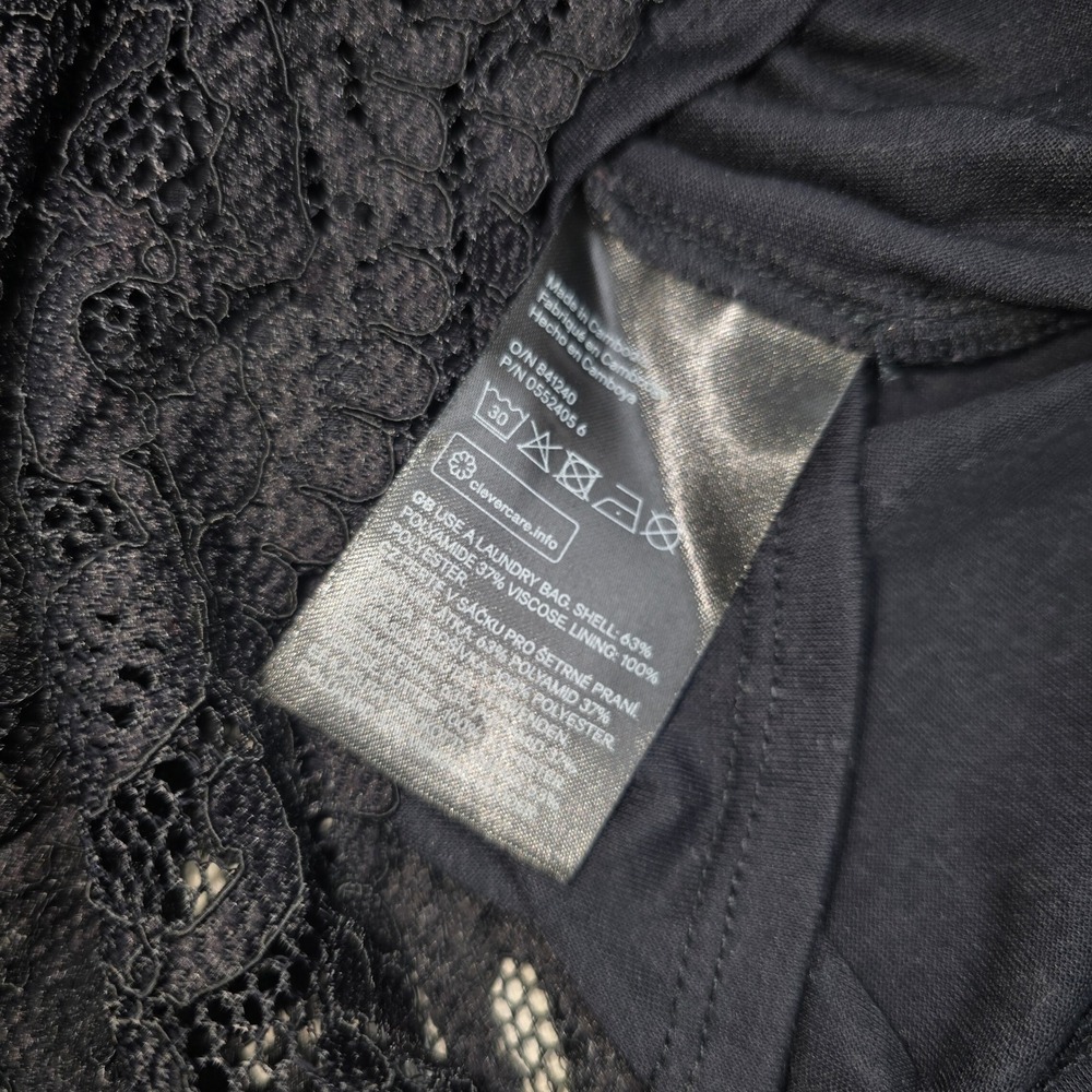 H&M Divided Lace Dress Women Size 2 Black Excellent Off Shoulder Fit Flare LBD - Picture 3 of 5